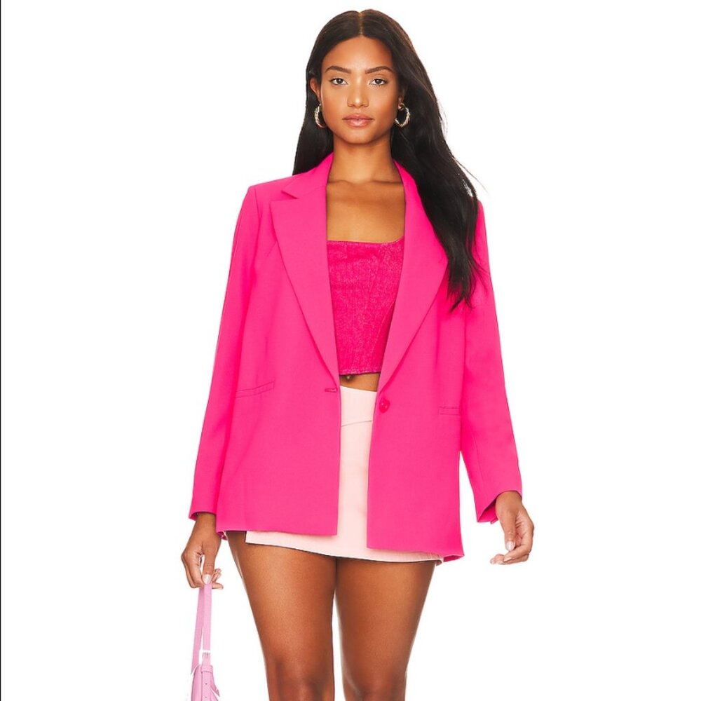 Alice + Olivia Hot Pink Denny Boyfriend Blazer